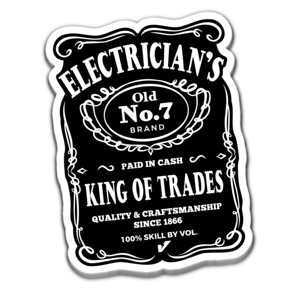 Electrician's Whiskey Label Sticker 5.5 Inch Decal