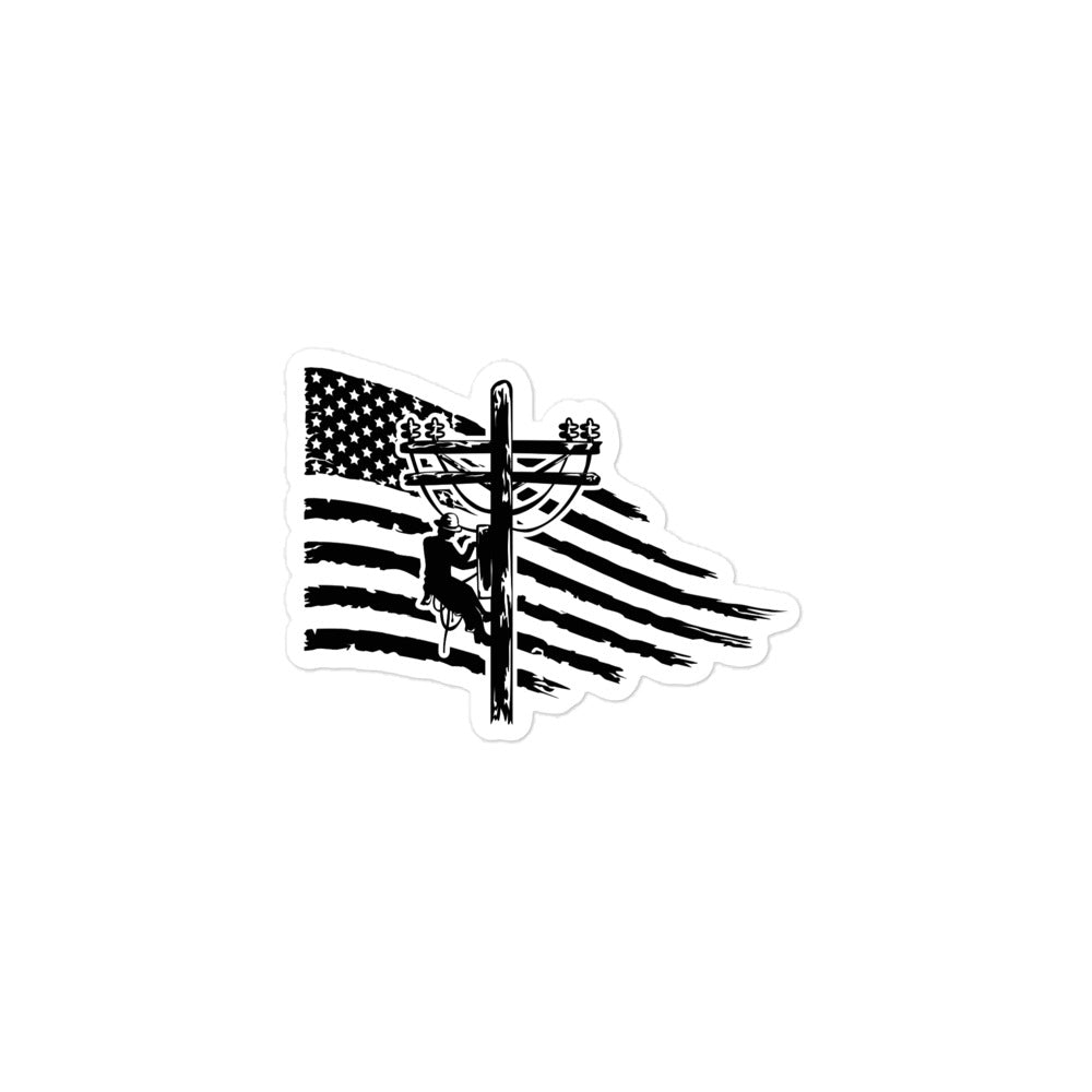 Lineman American Flag Sticker 3 Inch Decal
