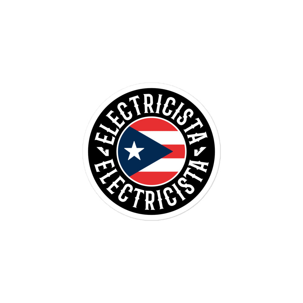 Electrician PR Flag Round Sticker Spanish Decal