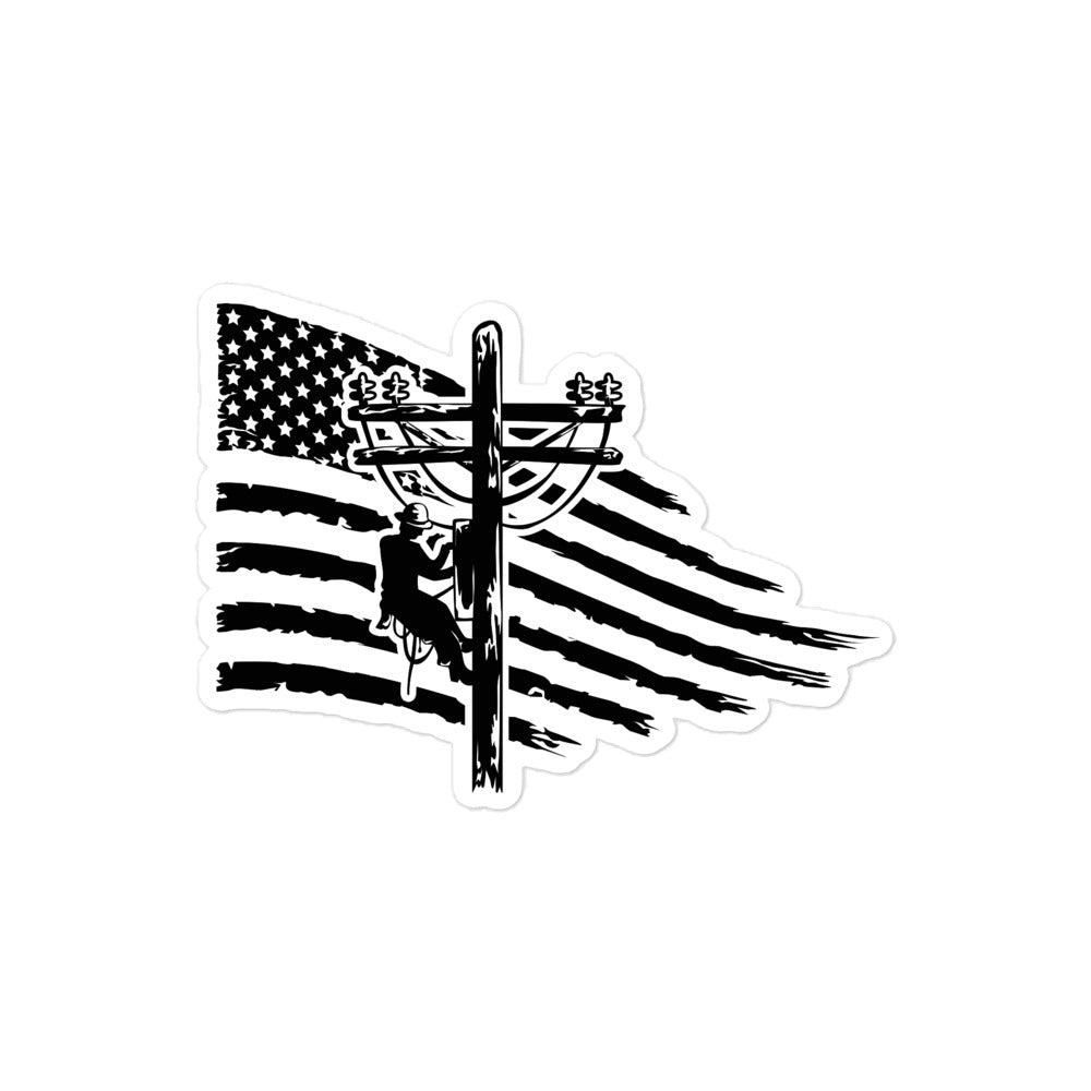 Lineman American Flag Sticker 3 Inch Decal