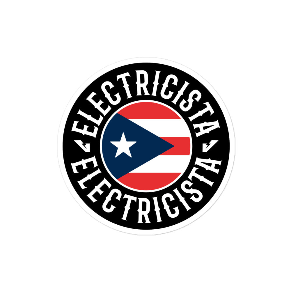 Electrician PR Flag Round Sticker Spanish Decal
