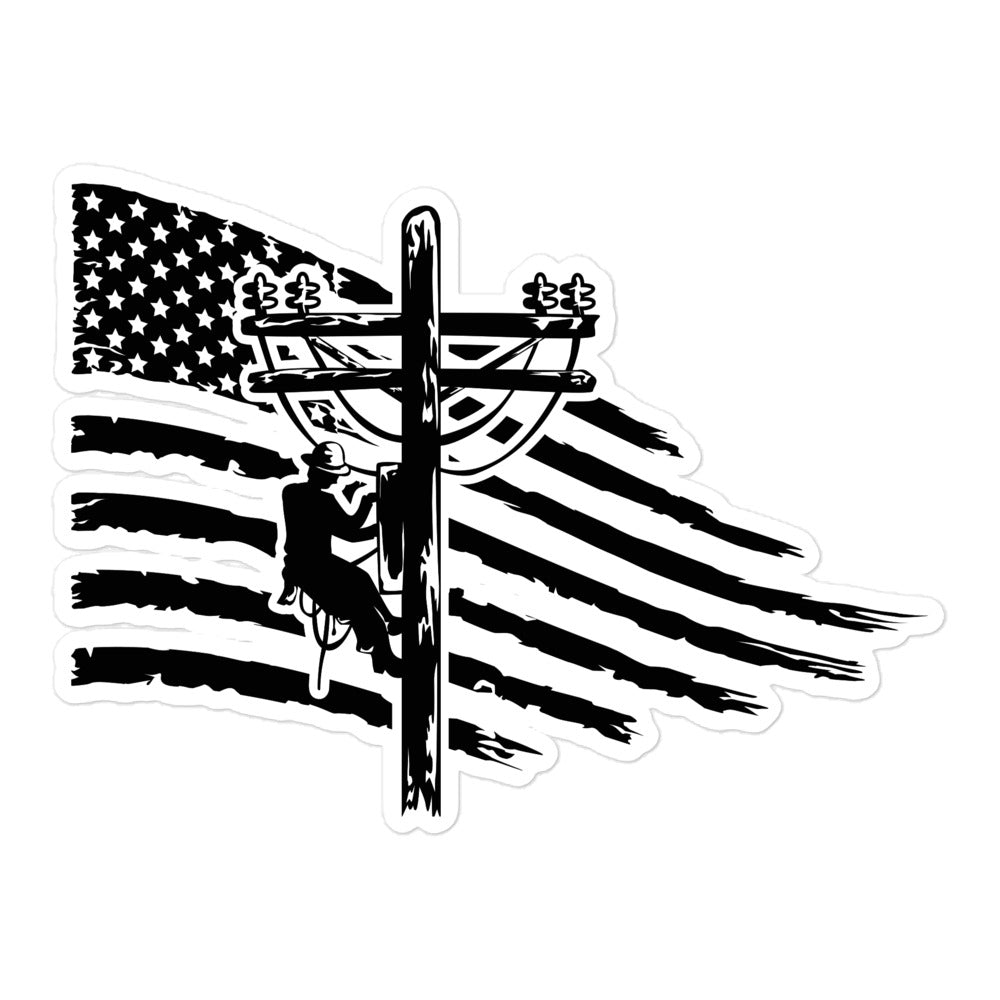 Lineman American Flag Sticker 3 Inch Decal