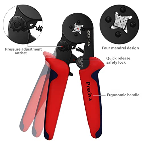 Kit de herramientas de crimpado de virola, Preciva AWG23-7 Juego de herramientas de crimpado de alambre de trinquete autoajustable Juego de alicates de crimpado con 1200 piezas Terminales de cable Conectores de crimpado Virolas de extremo de cable