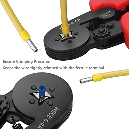Kit de herramientas de crimpado de virola, Preciva AWG23-7 Juego de herramientas de crimpado de alambre de trinquete autoajustable Juego de alicates de crimpado con 1200 piezas Terminales de cable Conectores de crimpado Virolas de extremo de cable