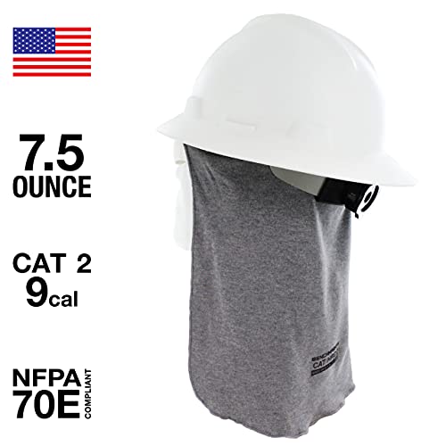 Benchmark FR Flame Resistant FR Hard Hat Liner, Sun Shade, One Size Light Gray