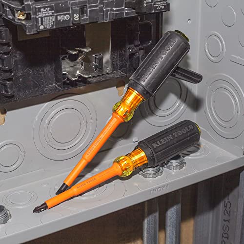 Klein Tools 33532-INS Electrical Insulated Screwdriver Set of 2, 4-Inch Phillips and Cabinet Set, Made in USA