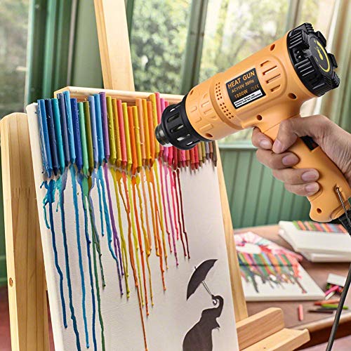 SEEKONE Heat Gun 1800W 122℉~1202℉(50℃- 650℃)Fast Heating Heavy Duty Hot Air Gun Kit Variable Temperature Control Overload Protection with 4 Nozzles for Crafts, Shrinking PVC, Stripping Paint(5.2FT)