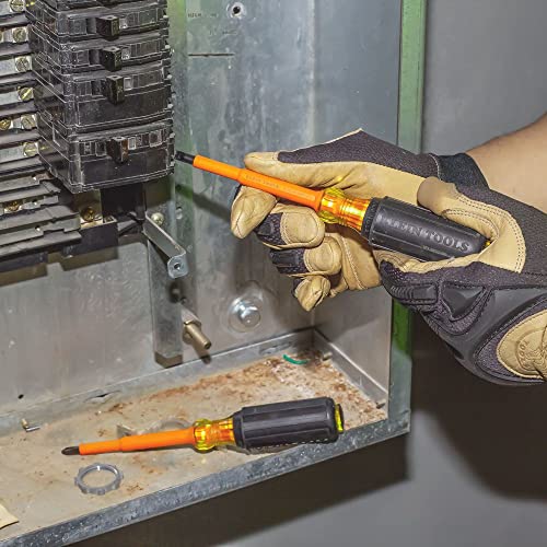 Klein Tools 33532-INS Electrical Insulated Screwdriver Set of 2, 4-Inch Phillips and Cabinet Set, Made in USA