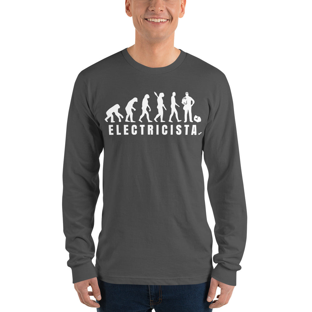 Evolución del Electricista Letras Blancas Camiseta manga larga