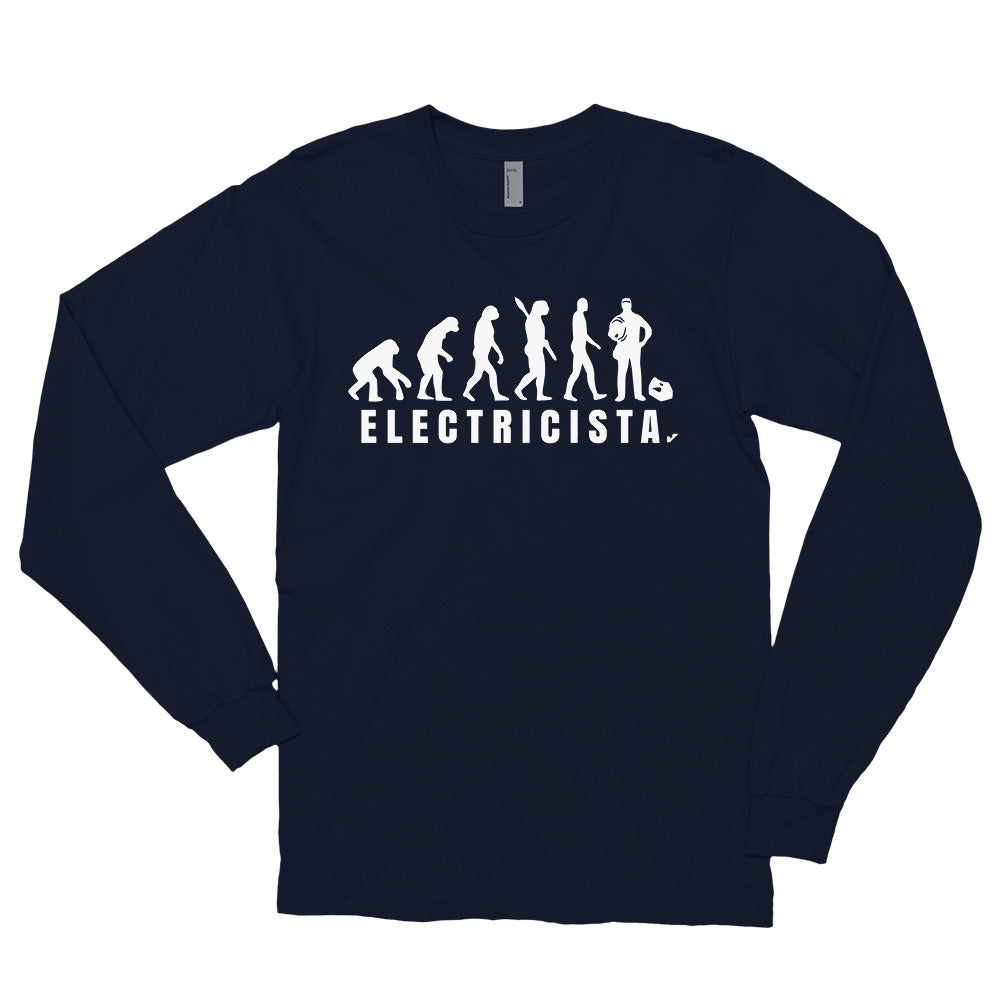 Evolución del Electricista Letras Blancas Camiseta manga larga