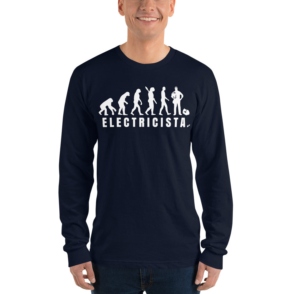 Evolución del Electricista Letras Blancas Camiseta manga larga
