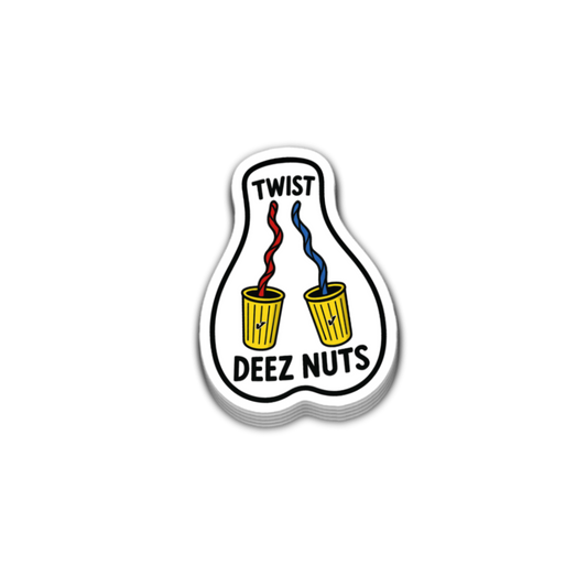 Twist Deez Nuts Sticker 3 Inch Decal