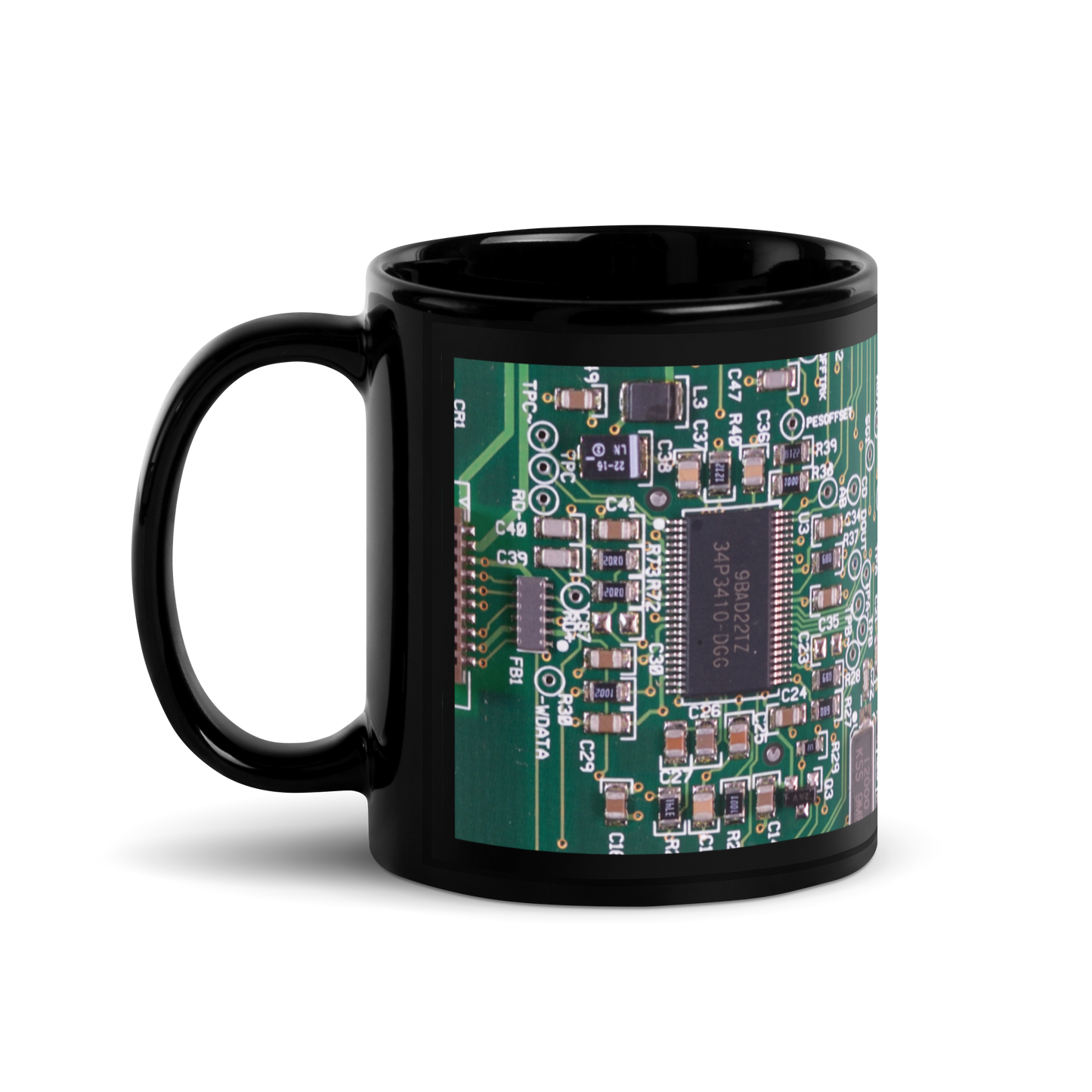 Circuit Board Black Glossy Mug