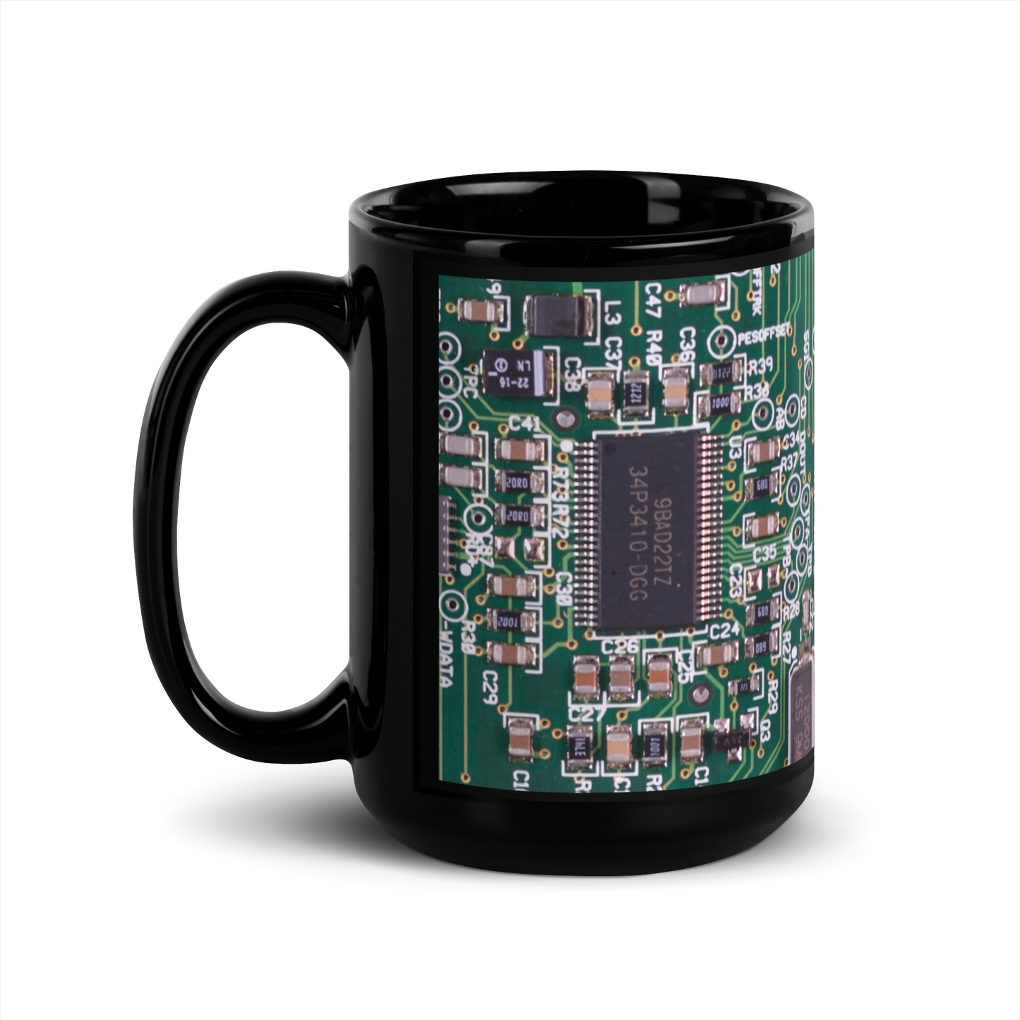 Circuit Board Black Glossy Mug