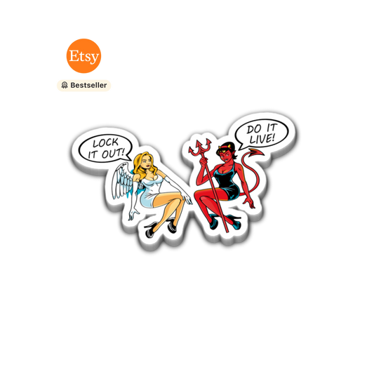 The Good and The Bad Angels Lock it or Do it Live Sticker 4 Inch Decal
