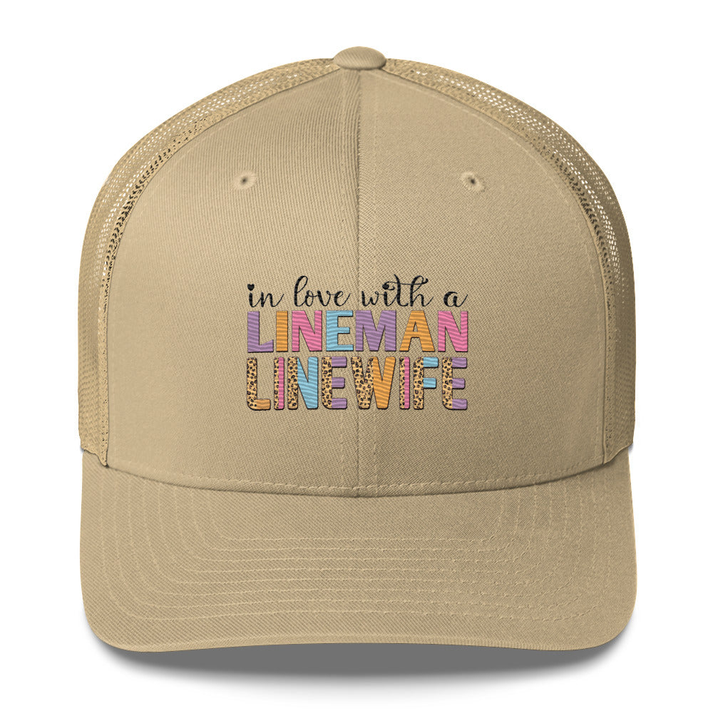 In Love with a Lineman Trucker Cap