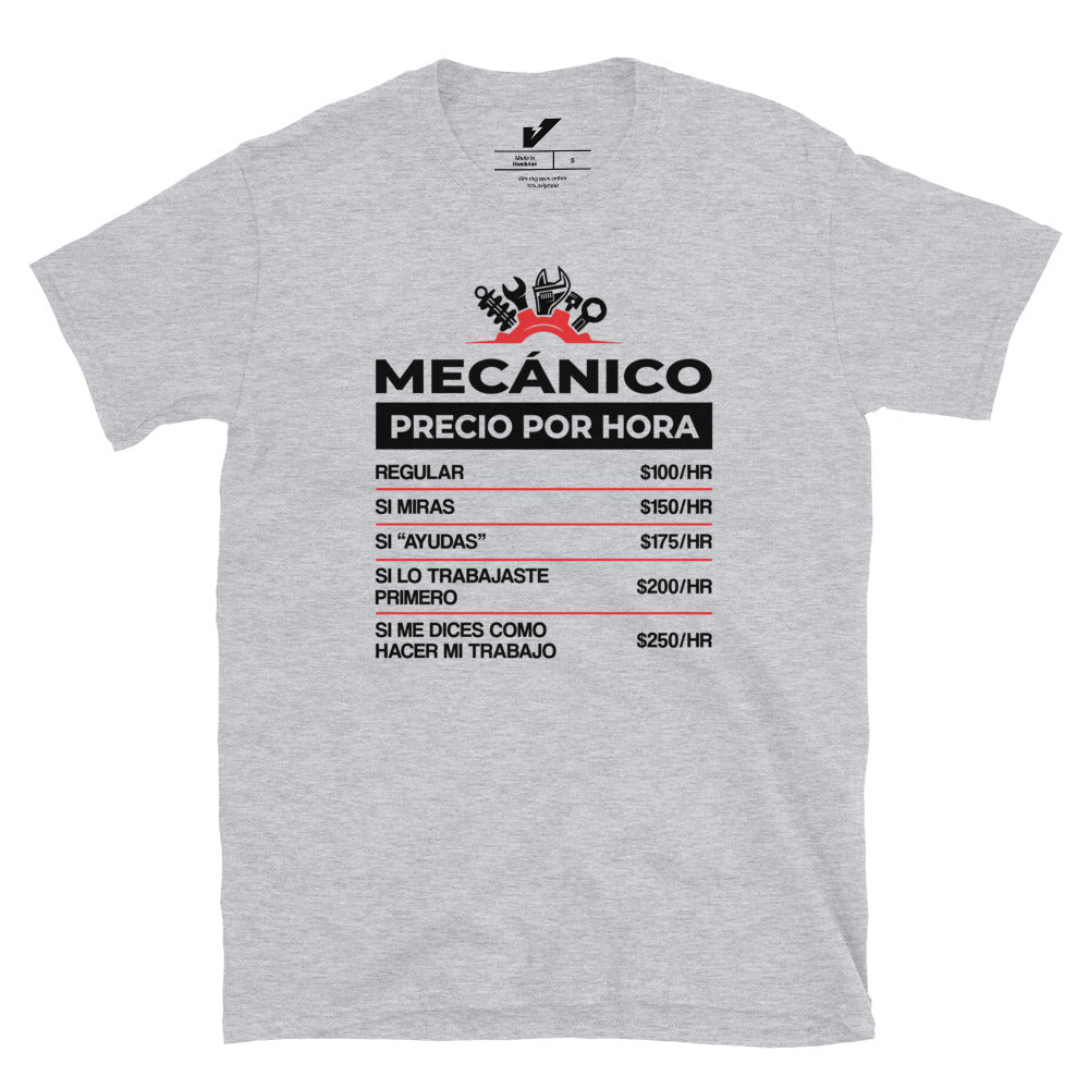 Mechanic Rate per Hour T-shirt Spanish