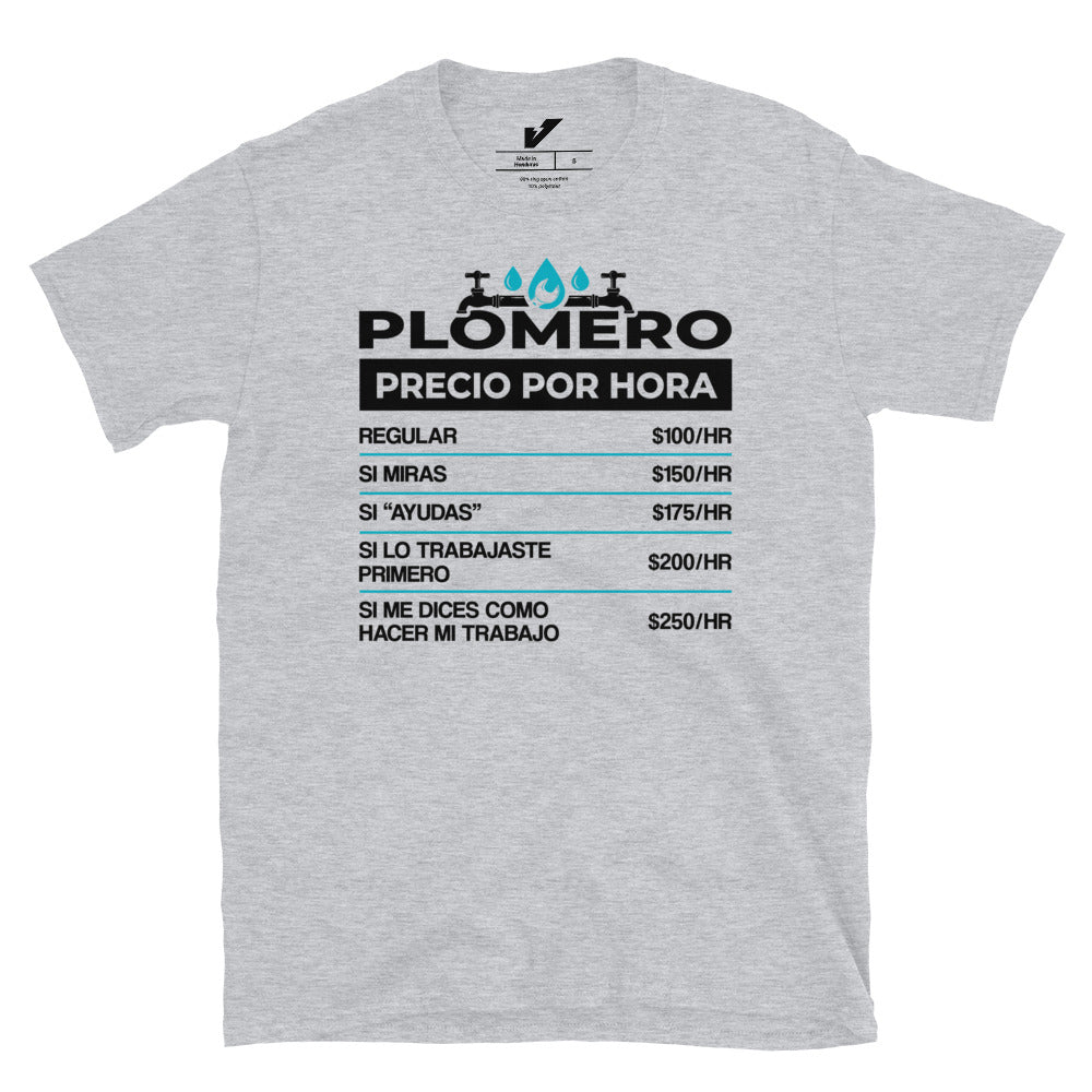 Plumber Rate per Hour T-shirt Spanish