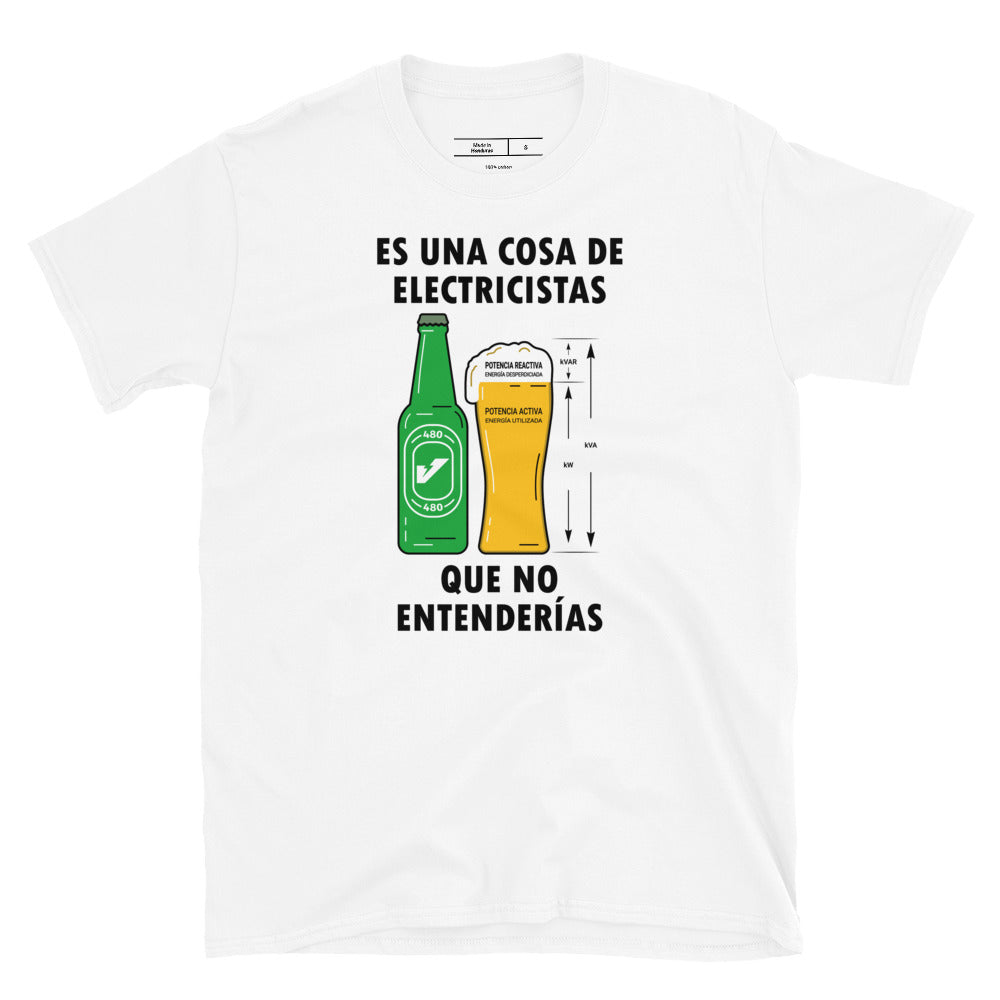 Power Factor Beer Electrician T-Shirt Spanish