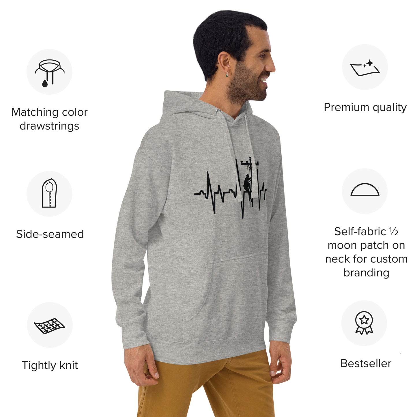 Lineman Heartbeat Unisex Hoodie