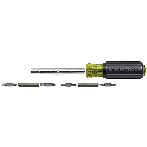 Klein Tools 32500 11-in-1 Screwdriver / Nut Driver Set, 8 Bits (Phillips, Slotted, Torx, Square), 3 Nut Driver Sizes, Cushion Grip Handle