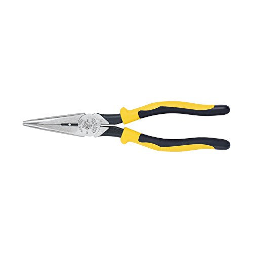 Klein Tools J203-8N Long Nose Side-Cutter Stripping Pliers, Induction Hardened and Heavier For Increased Cutting Power, 8-Inch