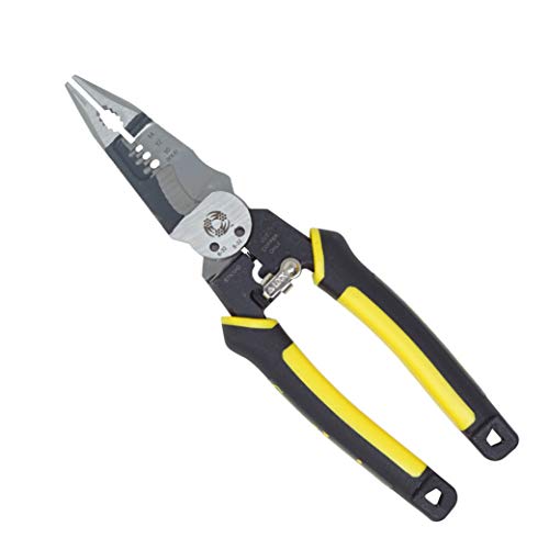 Southwire S7N1HD 7-In-1 Multi-Tool Plier: Shears 6-32 & 8-32 Bolts, Grips, Strips 10-14 AWG SOL & 12-16 AWG STR, Bolt spanner, Bolt shears, Crimper, Reamer; Heavy Duty Forged Steel