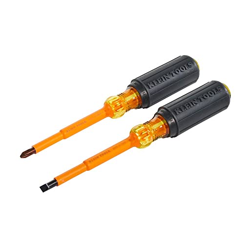 Klein Tools 33532-INS Electrical Insulated Screwdriver Set of 2, 4-Inch Phillips and Cabinet Set, Made in USA