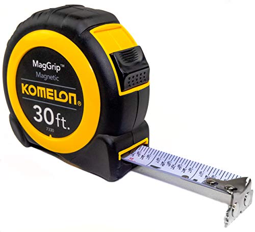 Komelon 7330; 30' x 1" Magnetic Neo MagGrip Tape Measure, Yellow/Black, 30-Feet