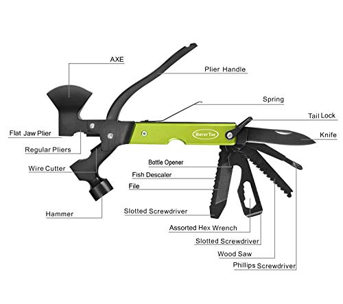 RoverTac Christmas Gifts for Men Women Unique Gifts for Dad Husband Stocking Stuffers Camping Accessories 14 in 1 Multitool Hatchet Axe Survival Gear Knife Saw Hammer Pliers Opener Screwdrivers