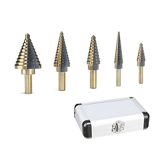 CO-Z Step Drill Bits, HSS 5PCS Titanium Step Drill Bit Set