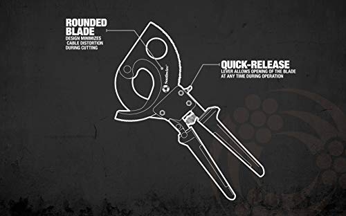 Southwire 58277740 Tools & Equipment CCPR400 Heavy Duty Compact Ratcheting Cable Cutters with Comfort Grip Handles, Easy to Use Quick- Release Lever, Steel Blades, 750 kcmil CU/1000 kcmil AL