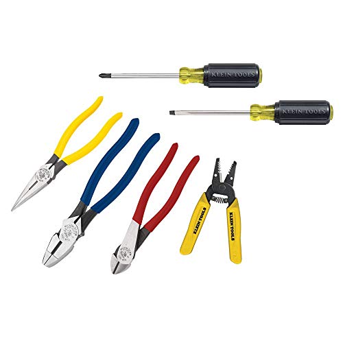 Juego de herramientas Klein Tools 92906, el juego básico de herramientas tiene herramientas manuales Klein Tools para aprendices o para el hogar: alicates, pelacables/cortador, destornilladores, 6 piezas