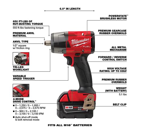 Milwaukee M18 FUEL 18-Volt Lithium-Ion Brushless Cordless Combo Kit with Two 5.0 Ah Batteries, 1 Charger, 2 Tool Bags (7-Tool)