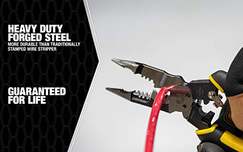 Southwire S7N1HD 7-In-1 Multi-Tool Plier: Shears 6-32 & 8-32 Bolts, Grips, Strips 10-14 AWG SOL & 12-16 AWG STR, Bolt spanner, Bolt shears, Crimper, Reamer; Heavy Duty Forged Steel