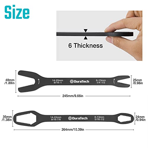 DURATECH Universal Wrench Set, Multi-functional Wrench Set, SAE & Metric, 1/4”-1”& 6-25mm, 38 sizes in 2 Piece, for Home and Car Repair