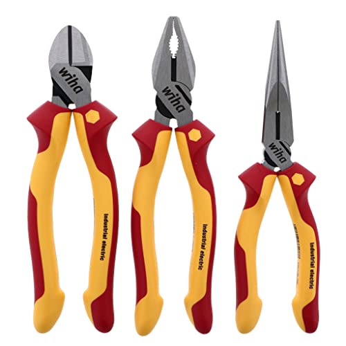 Wiha 32981 Insulated Industrial Pliers/Cutters Set, 3-Piece