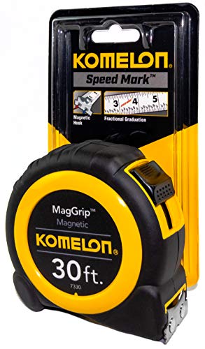 Komelon 7330; 30' x 1" Magnetic Neo MagGrip Tape Measure, Yellow/Black, 30-Feet