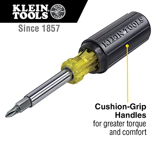 Klein Tools 32500 11-in-1 Screwdriver / Nut Driver Set, 8 Bits (Phillips, Slotted, Torx, Square), 3 Nut Driver Sizes, Cushion Grip Handle