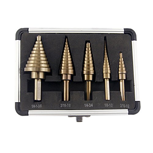 CO-Z Step Drill Bits, HSS 5PCS Titanium Step Drill Bit Set