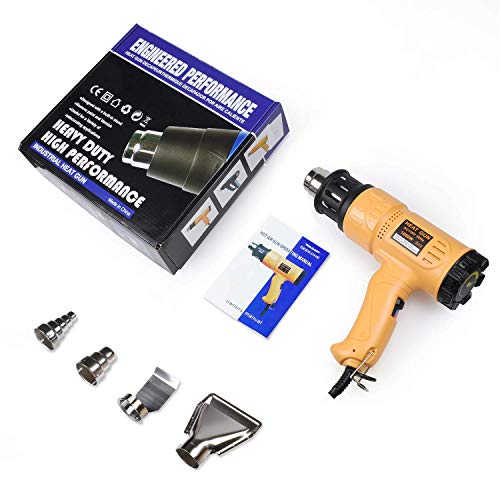 SEEKONE Heat Gun 1800W 122℉~1202℉（50℃- 650℃）Fast Heating Heavy Duty Hot Air Gun Kit Variable Temperature Control Overload Protection with 4 Nozzles for Crafts, Shrinking PVC, Stripping Paint(5.2FT)