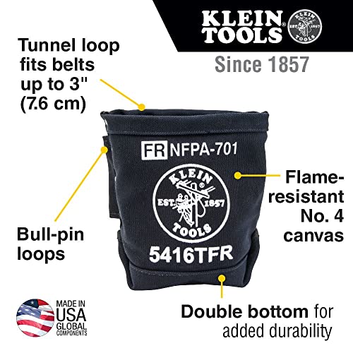 Klein Tools 5416TFR Tool Bag, Flame Resistant Canvas Bag for Bolt Storage with Double Reinforced Bottom and Tunnel Connect, 5 x 10 x 9-Inch