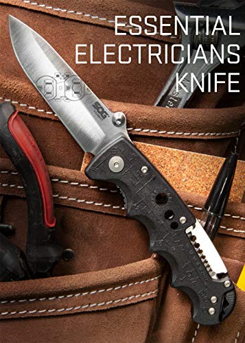 SOG Kilowatt- Electricians Pocket Knife with Wire Stripping Multi-Tool and 3.4 Inch AUS-8 Blade, UTP 10-22G Wire Stripper Knife (EL01-CP)