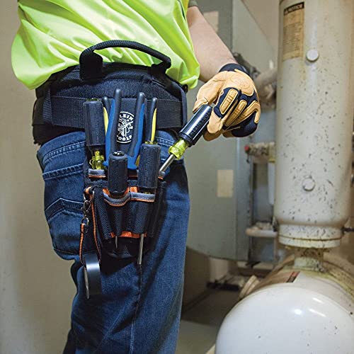 Klein Tools 5240 Tool Pouch, Tradesman Pro Maintenance Tool Pouch with 9 Pockets, Tape Thong, 2-Inch Tunnel Loop, Great Electrician Holster