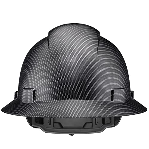 ACERPAL Full Brim OSHA ANSI Construction Hard Hat Work Approved Safety Helmet, Classic Black Carbon Fiber Custom Design, 6pt, Cascos De Construccion Hardhat for Men & Women