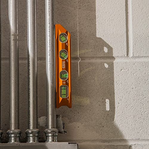 Klein Tools 935RB Level, 8-Inch Torpedo Level with Rare Earth Magnet and Tapered Nose, High-Viz