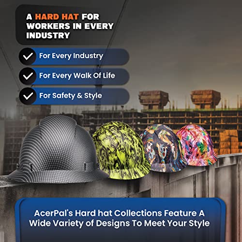 ACERPAL Full Brim OSHA ANSI Construction Hard Hat Work Approved Safety Helmet, Classic Black Carbon Fiber Custom Design, 6pt, Cascos De Construccion Hardhat for Men & Women