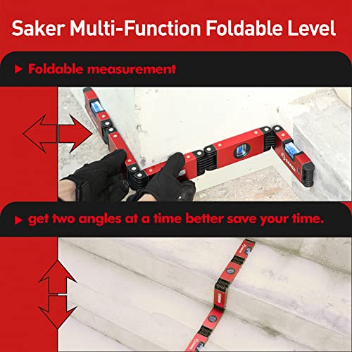 Saker Multi-Function Foldable Level, 28-Inch Multi-Angle Measurement Woodworking Tools,Precise Leveling in Any Position,Save Your Precious Time