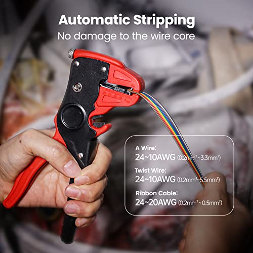 KAIWEETS Automatic Wire Stripper and Cutter, 2 in 1 Wire Stripper Tool, Adjustable 10-24 AWG Electrical Cable Wire Stripping Tool for Electronic and Automotive Repair