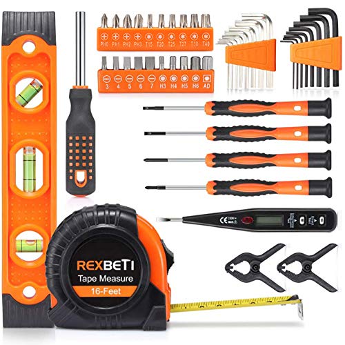 REXBETI 219-Piece Premium Tool Kit with 16 inch Tool Bag, Steel Home Repairing Tool Set, Large Mouth Opening Tool Bag with 19 Pockets